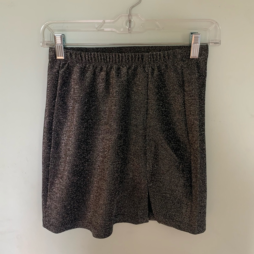 shein sparkly mini skirt with side slit